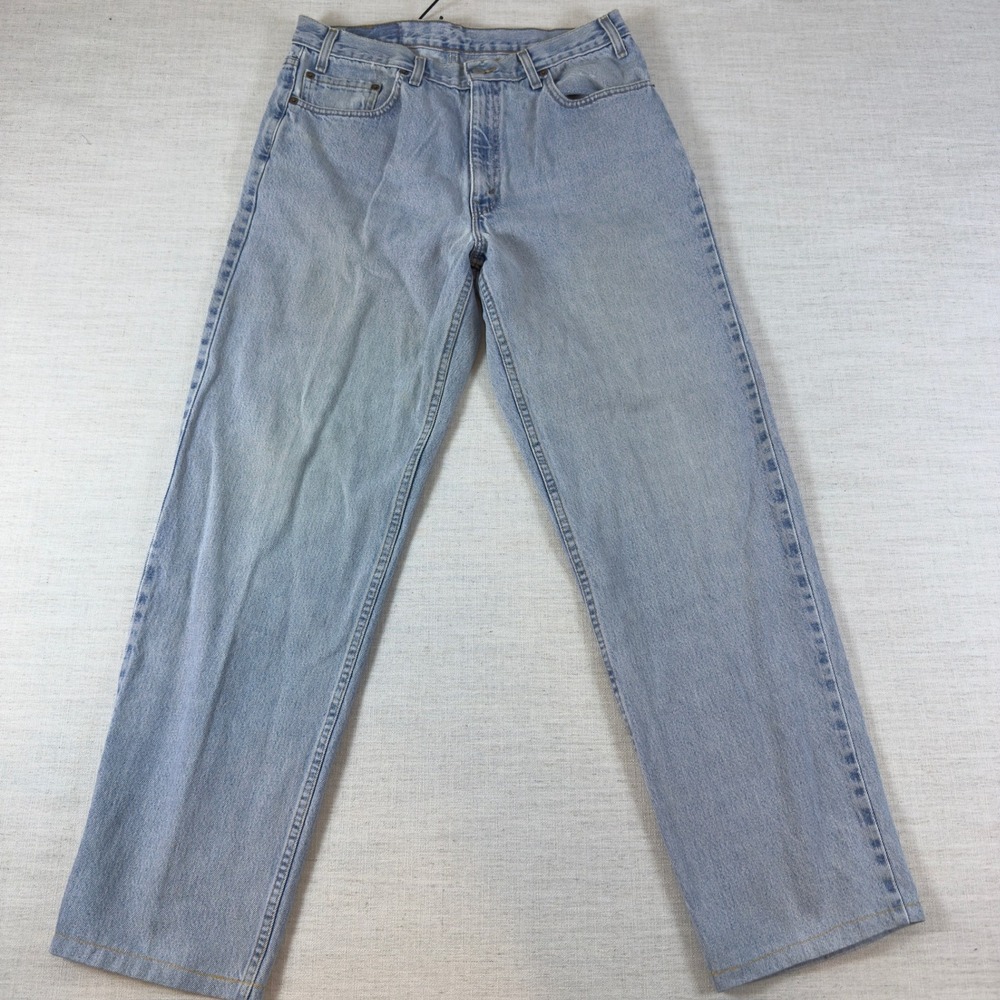 Levis 505 Regular Fit Straight Leg Light Wash Denim Jeans Mens 36x34